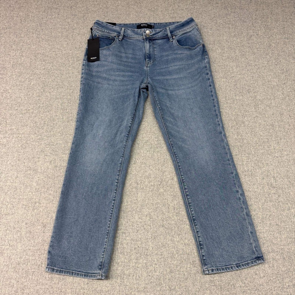 Hudson Jeans Straight Leg Size 12 Blue Flap Pocket Double Button Denim New